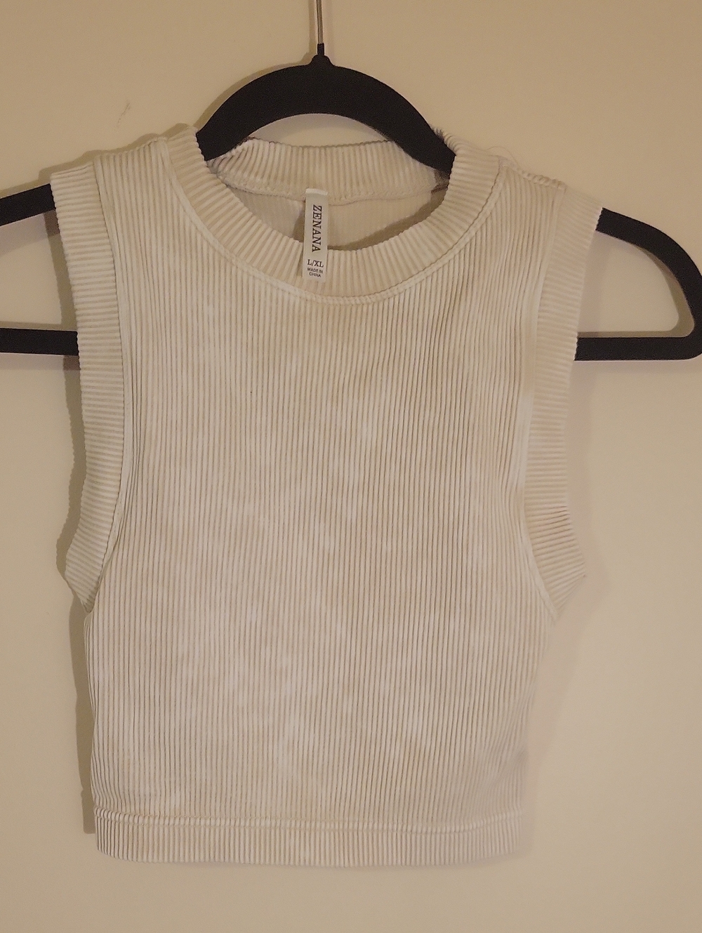 #31 Zenana Cream Ribbed Crop Tank Top BRAMI